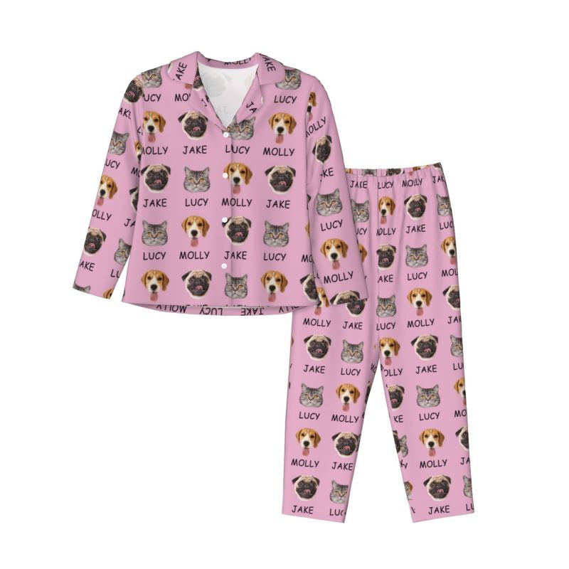 Personalized Pajamas Custom Photo and Name of Your Beloved Pet Attractive Warm Gift for Pet Lovers