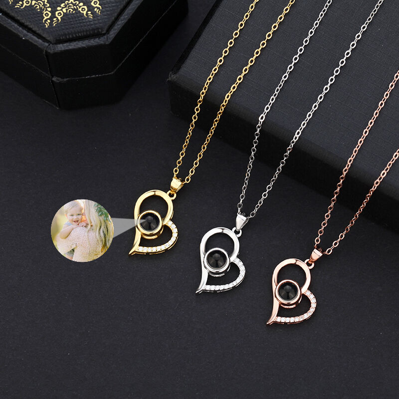 Coffret à bijoux rose avec collier de projection Beau cadeau pour la Saint-Valentin