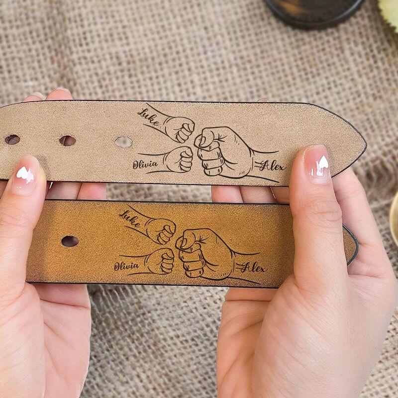 Cinturón de cuero grabado personalizado con el mensaje "Este chico es un padre increíble" Regalo para papá