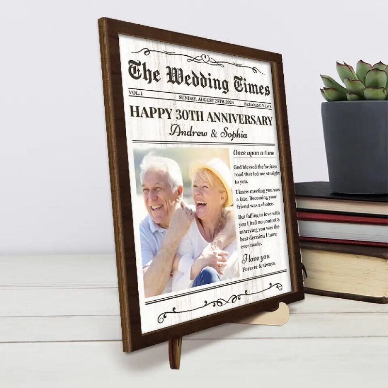 Personalized Photo Frame The Wedding Times Poster Style Design Unique Anniversary Gift for Lovers