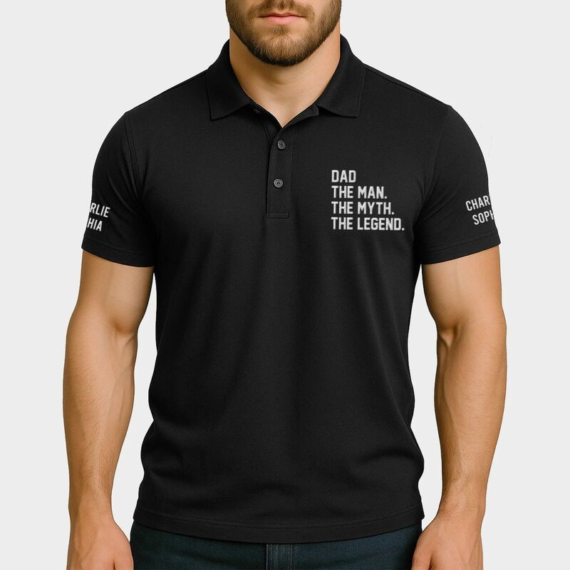 Personalized Name Embroidered Polo Shirt Unique Gift for Father's Day