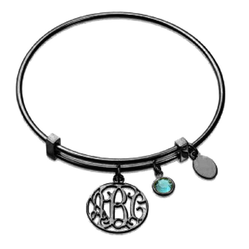 Cut Out Monogram Bangle With Charms