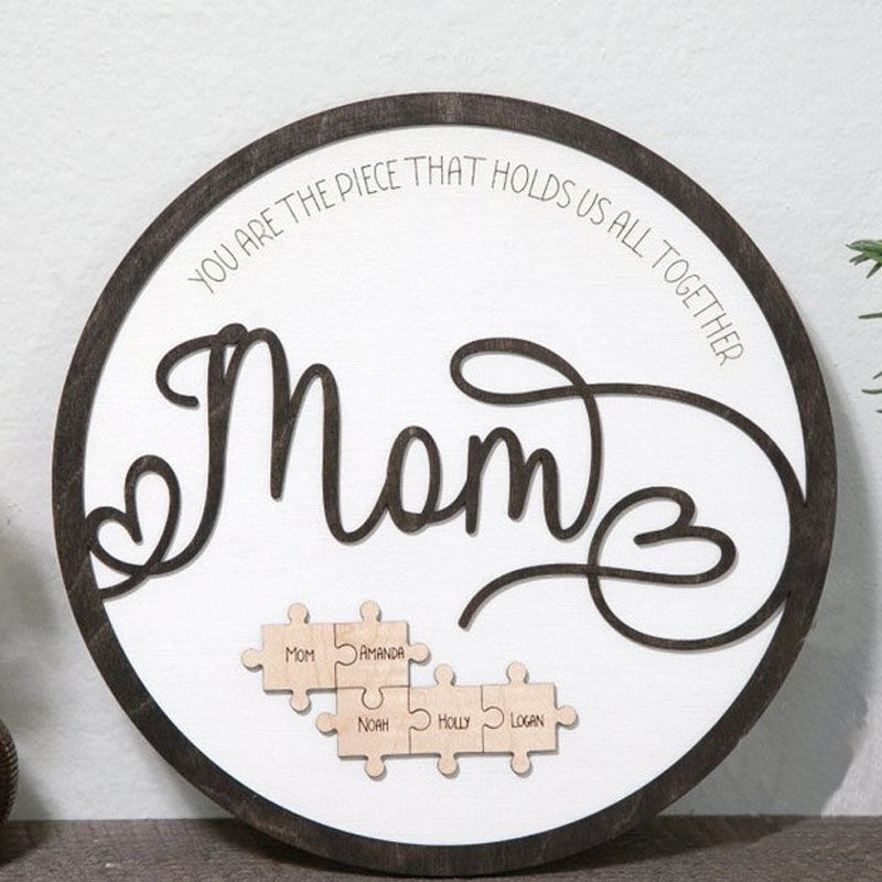 "You Are The Piece That Holds Us Together" Custom Puzzles Pieces Name White Frame Mother's Day Gift