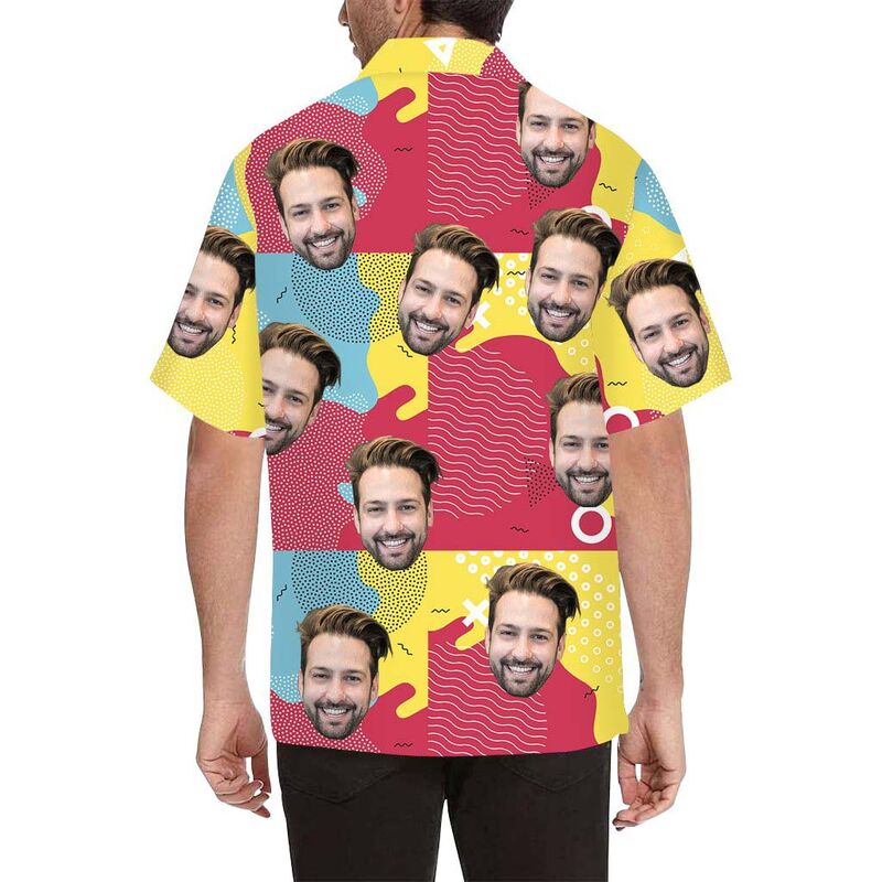 Custom Face Dots and Ripples Men's All Over Print Hawaiian Shirt