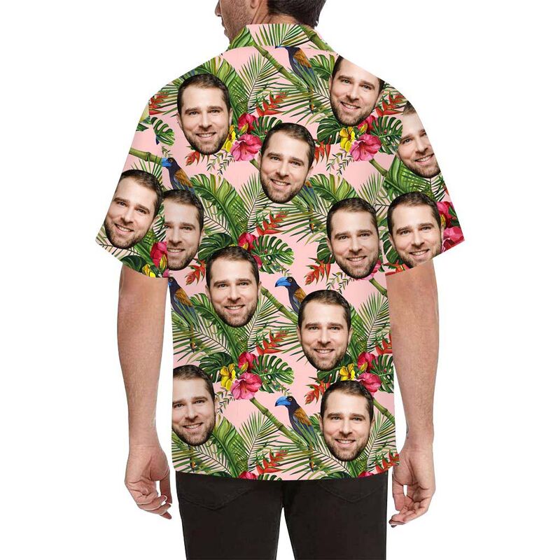Custom Face Tropical Plants Men's All Over Print Hawaiian Shirt