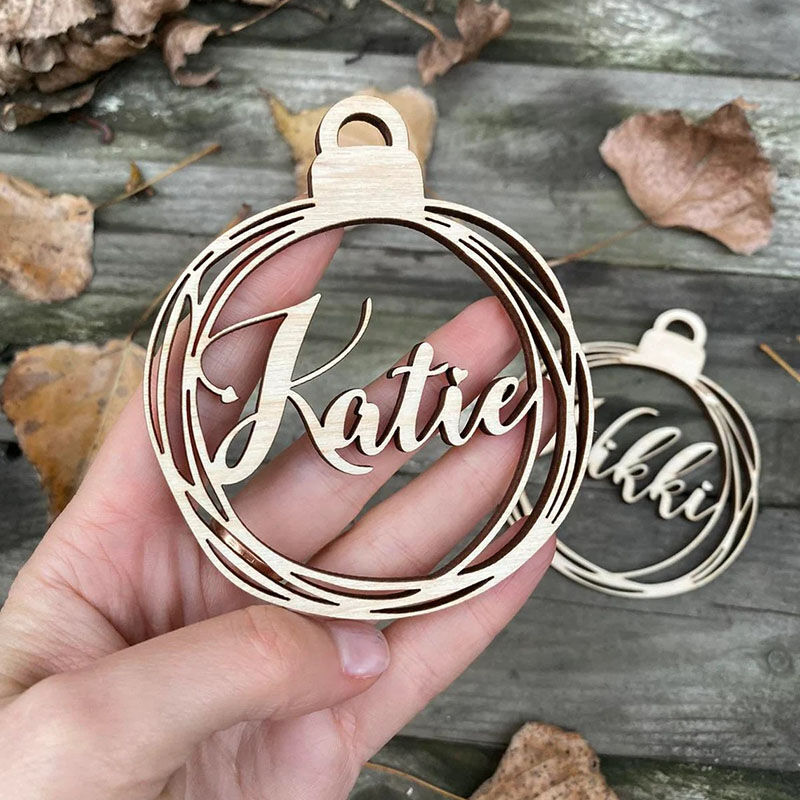 Personalized Wooden  Christmas Tree Ornament Custom Names Gift
