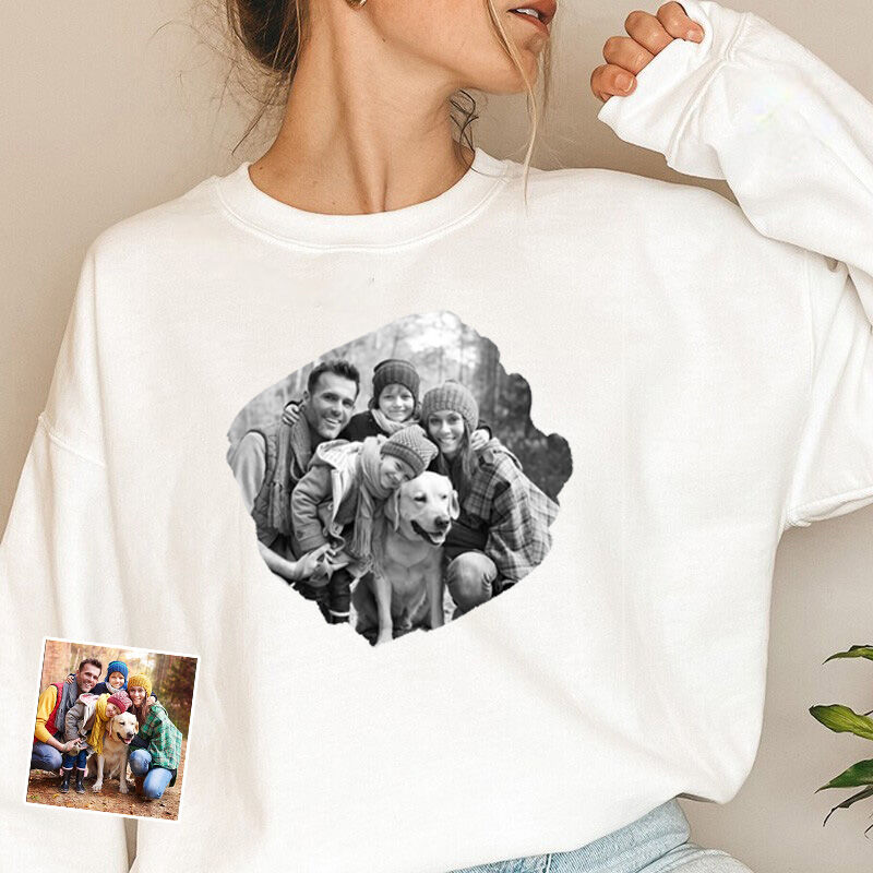 Personalized Sweatshirt with Custom Black and White Picture Design for Dear Mom