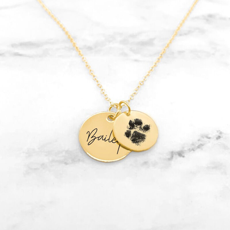 Personalized Disc Necklace Customized Pet Paw Print Gift For Pet Lovers
