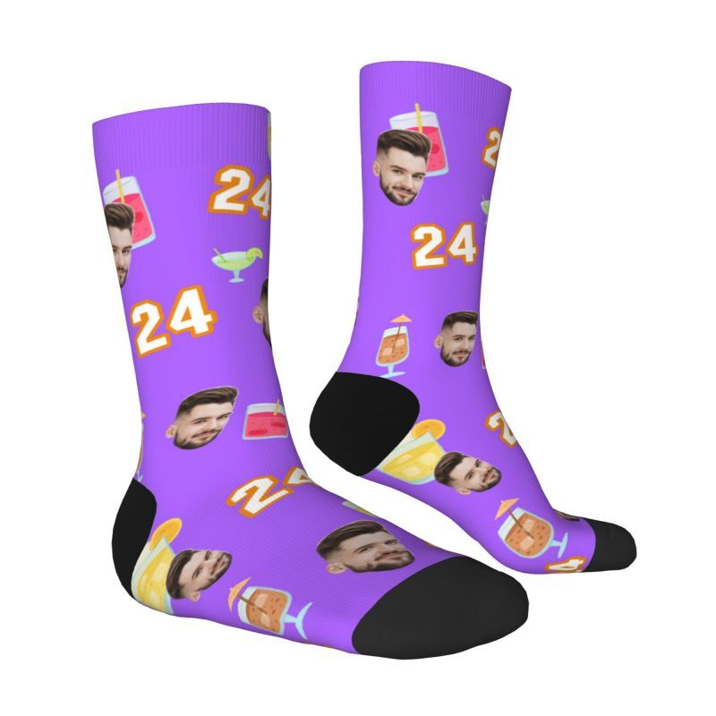 "No.24" Customizable Face Socks 3D Digital Printing for Him