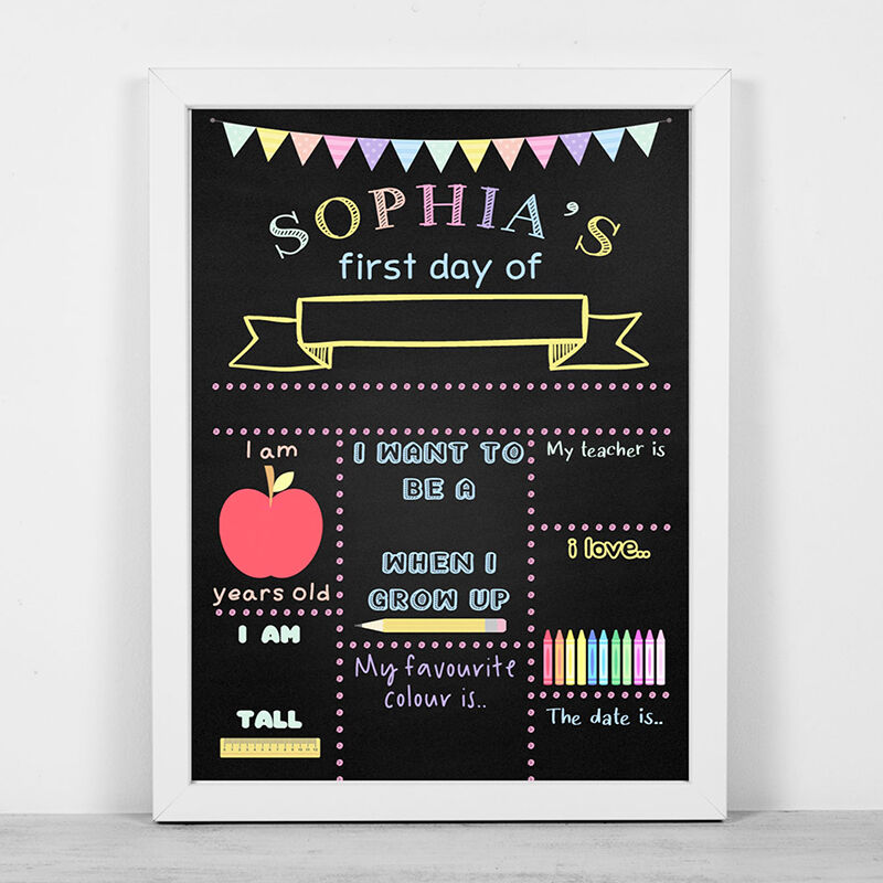 Personalized First Day Of School Sign Custom Name Warm Gift for Kids