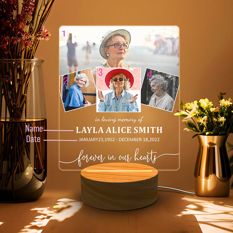 Personalized Picture Night Light Creative Gift for Family "Forever In Our Heart"