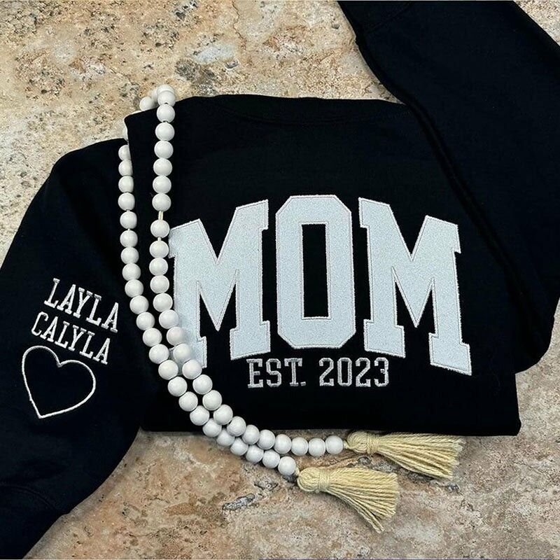 Gepersonaliseerd Sweatshirt Geborduurd Mamma met Custom Glitter Ontwerp Aantrekkelijk Moederdag Cadeau