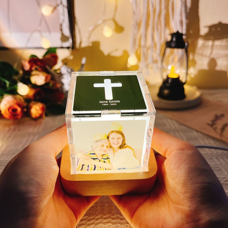 Personalized Name Acrylic Magic Cube Lamp with Cross Pattern Great Gift for Your Family