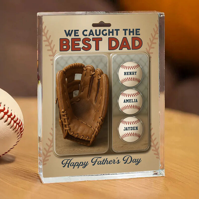 Personalized Name Acrylic Plaque with Baseball Pattern Interesting Gift for Father's Day