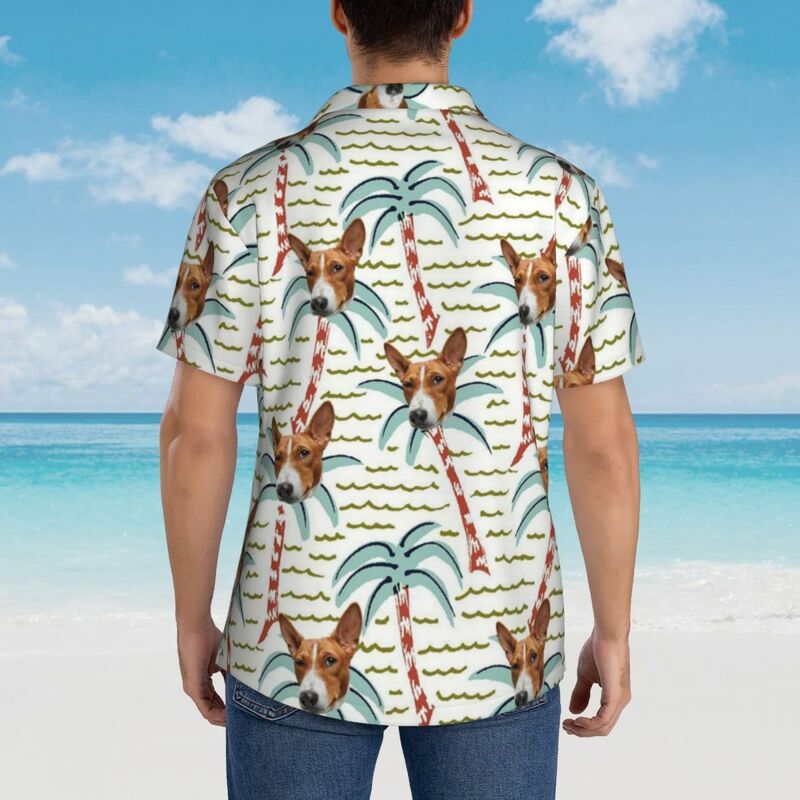 Personalized Hawaiian Shirt Cartoon Coconut Tree Custom Pet Photo Gift for Pet Owners
