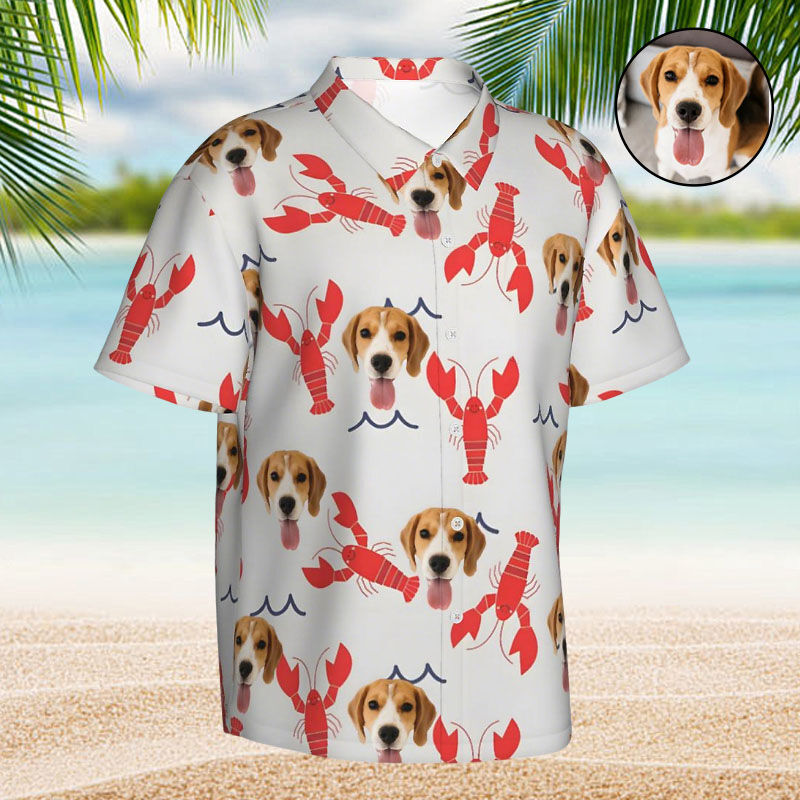 Personalized Hawaiian Shirt with Lobster Print Summer Casual Shirt Holiday Gift for Pet Lovers