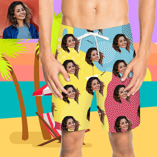 Pantaloni da Spiaggia Uomo Corti Personalizzati con Faccia Multicolore