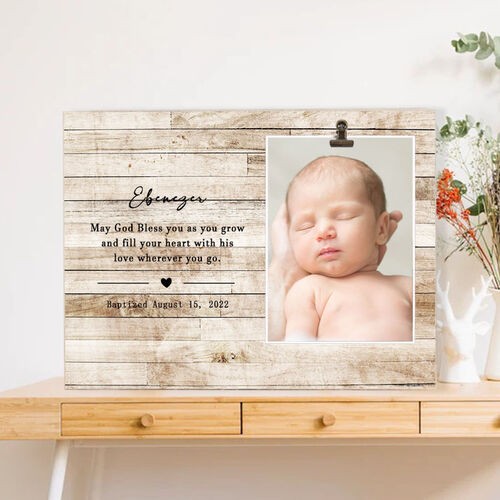 Personalisierter Bilderrahmen Taufe Geschenk für neugeborenes Baby "Gold Bless You"