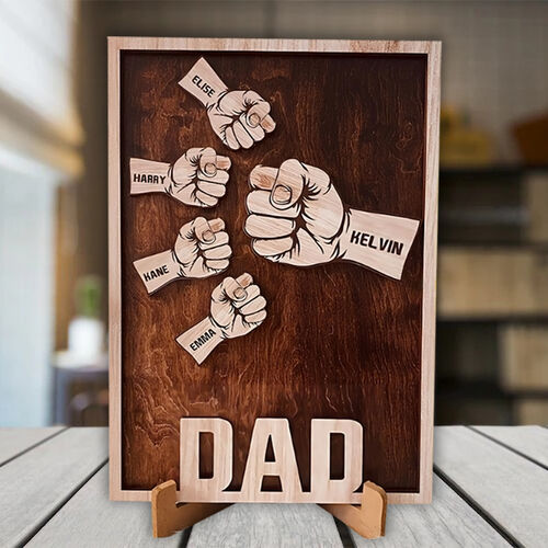 Personalized Name Puzzle Frame Fist Bump Design Pattern for Dear Dad