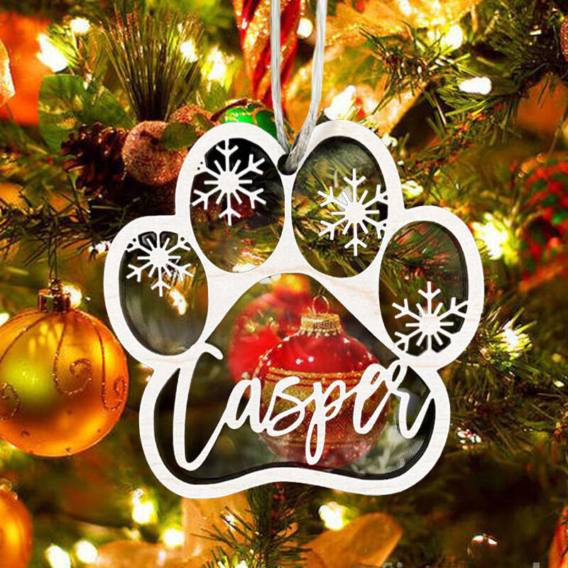 Personalized Wooden Pet Paw Custom Name Christmas Decoration for Pet Friend