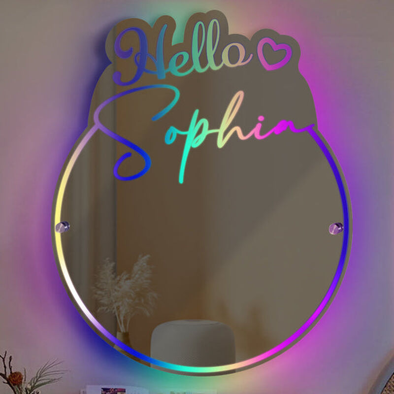 Personalized Led Mirror Light Customized Name Cool Gift For Kids