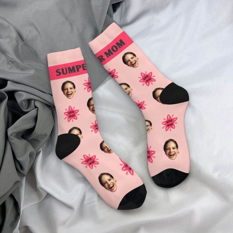 Cara personalizada agregar fotos calcetines para el Día de la Madre