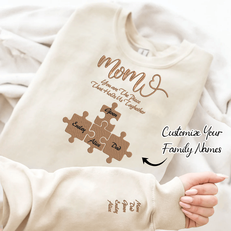 Personalisiertes Sweatshirt mit Stickerei Puzzles Du bist das Stück, das uns zusammenhält Warmes Geschenk für die Familie