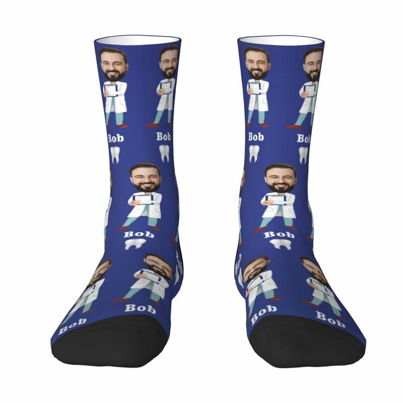 Personalized Face Socks Funny Photos Mid-Calf Socks Gifts for Dentists