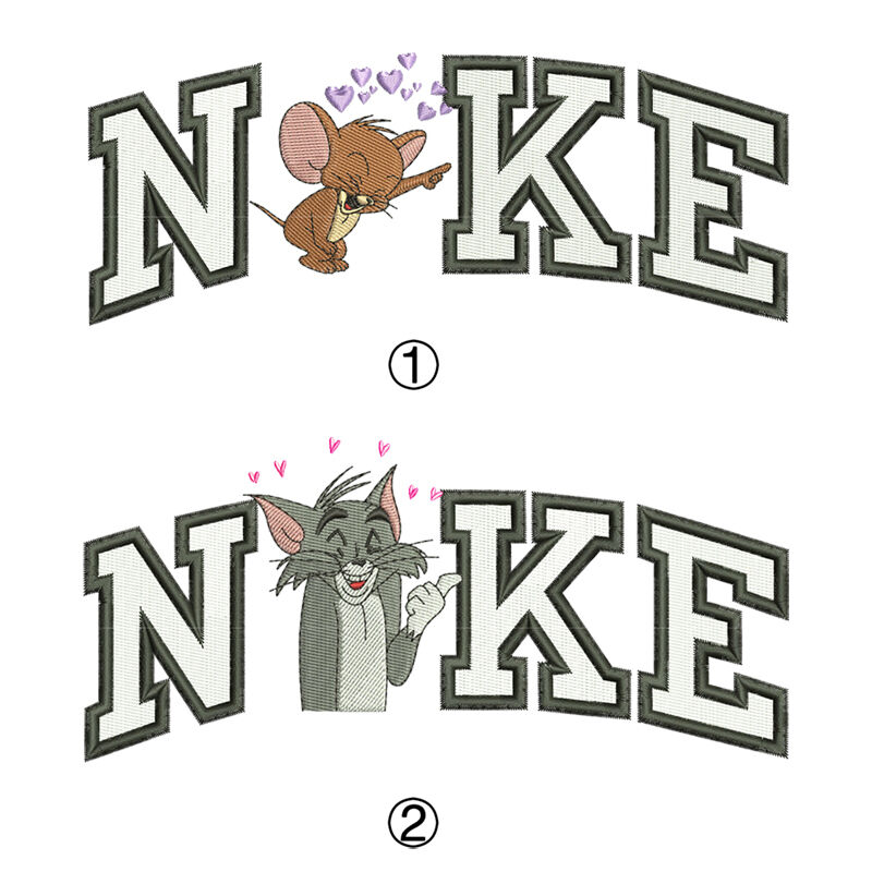 Personalized Hoodie Embroidered Tom and Jerry Little Heart Cartoon Design Valentine's Day Gift