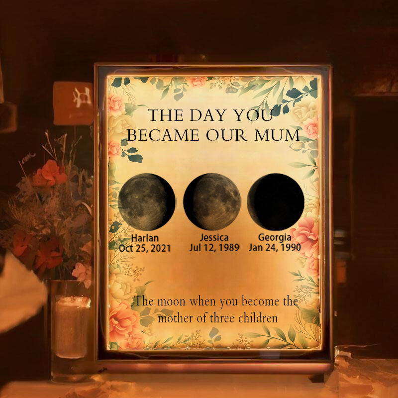 Personalized Moon Phase Picture Mirror Lamp with Custom Text Wonderful Gift for Her
