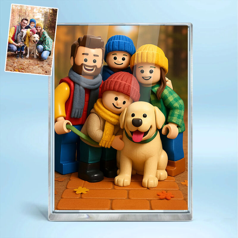 Gepersonaliseerde bouwsteen fotostijl acryl plaquette cadeau voor familie