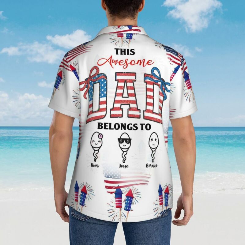 Personalized Hawaiian Shirts Custom Child's Name Men Casual Shirts for Dad
