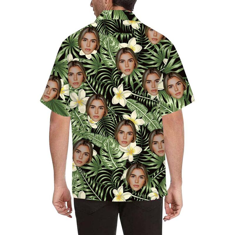 Chemise hawaïenne jaune pâle à motifs de pétales et de feuilles, pour hommes, avec impression sur tout le corps