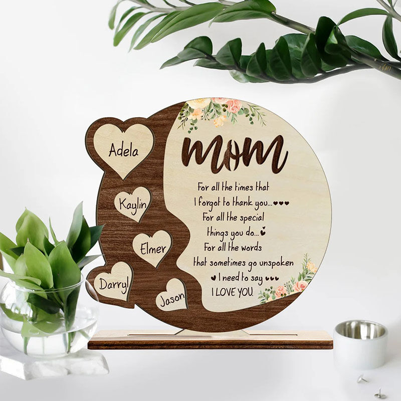 Custom Heart-shaped Name Wooden Frame for Mother