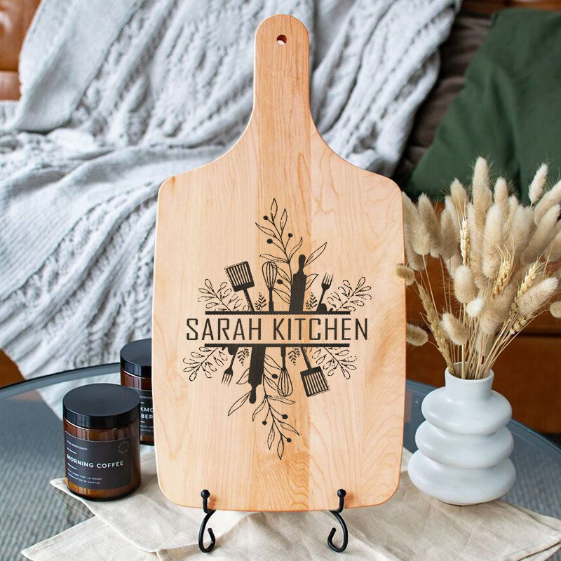 Personalized Engravable Charcuterie Board with Cooking Tools Pattern Amazing Gift for Him