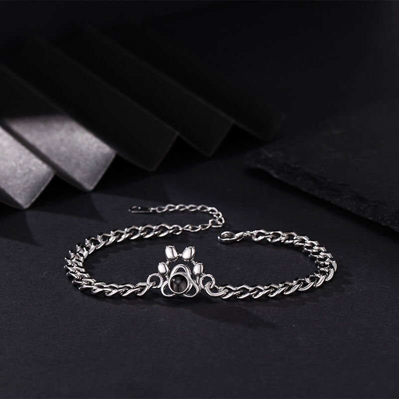 Personalized Projection Picture Bracelet With Paw Pendant Christmas Gift For Pet Lovers
