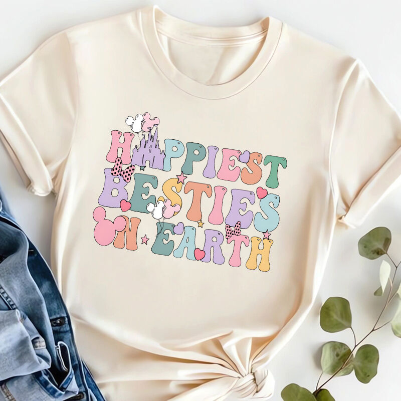 Personalized T-shirt Happiest Besties On Earth with Adorable Design Lovely Gift for Friends