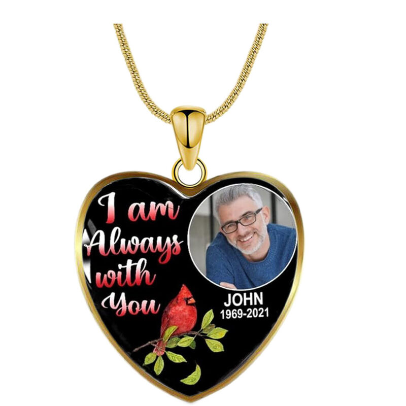 Collar conmemorativo de padre en forma de corazón con foto de círculo y grabado personalizados