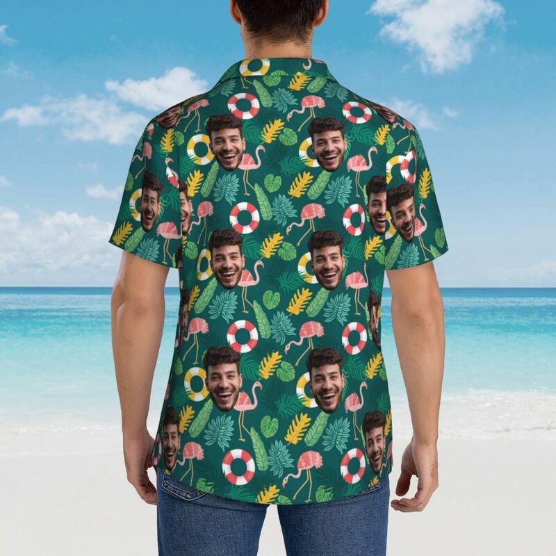 Camicie hawaiane personalizzate con aggiunta di foto del viso Camicie tropicali per le vacanze per lui