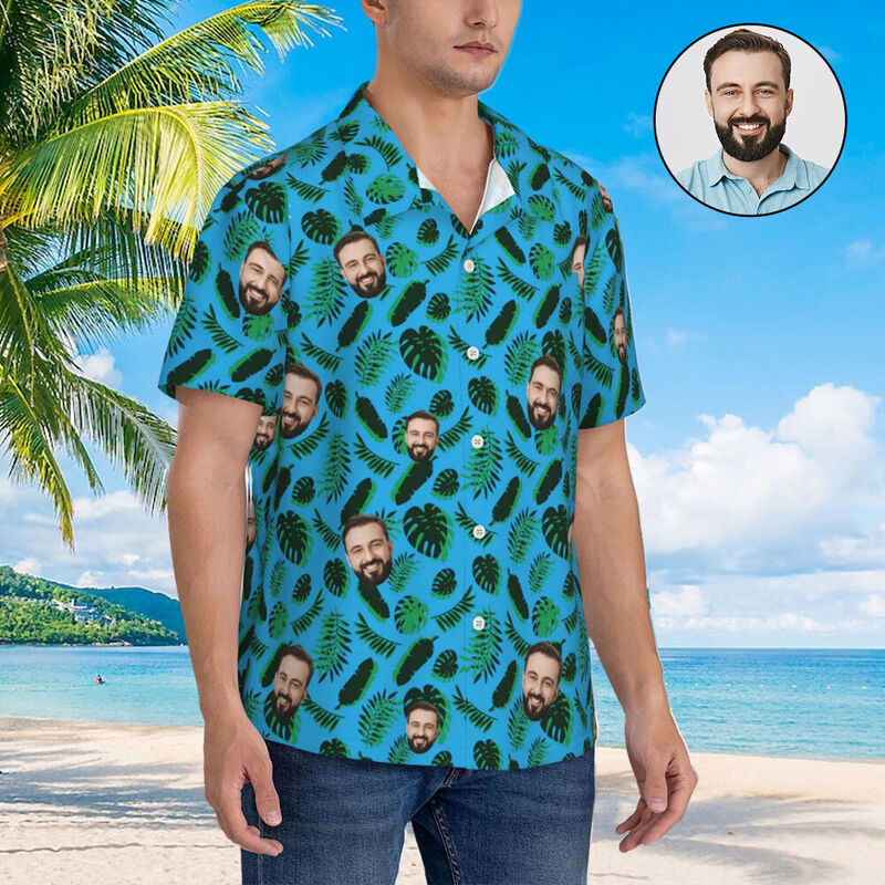 Camisas hawaianas personalizadas con diseño de hojas Camisa de playa Aloha para hombre