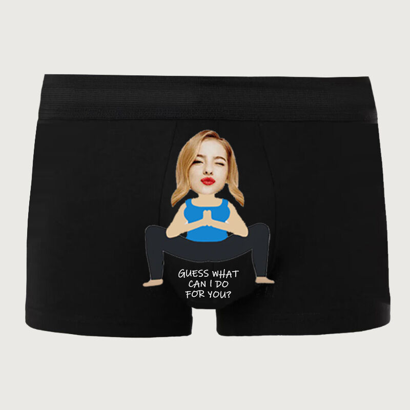 Personalisiertes Foto Herren Unterwäsche Boxershorts Lustiges Geschenk für Ihn "Rate mal was ich für dich tun kann"