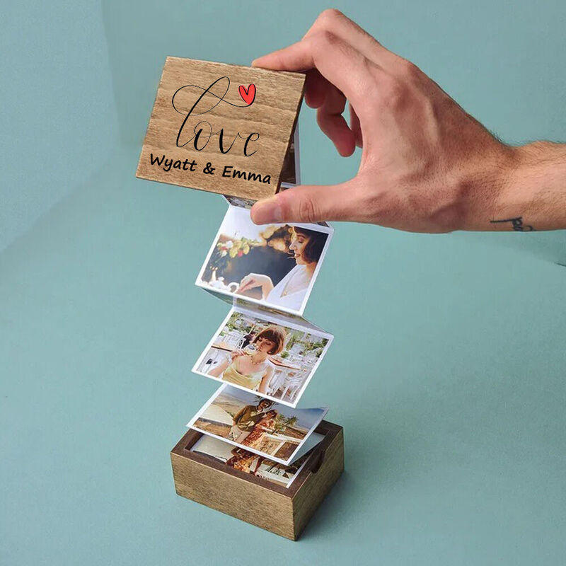 Custom Wooden Photo Box Memory Keepsake Box Valentine's Day Gift for Lovers