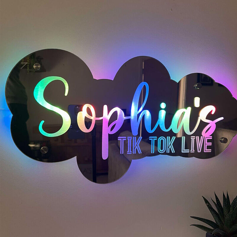Personalized Mirror Lamp Custom Name Cool Home Decoration