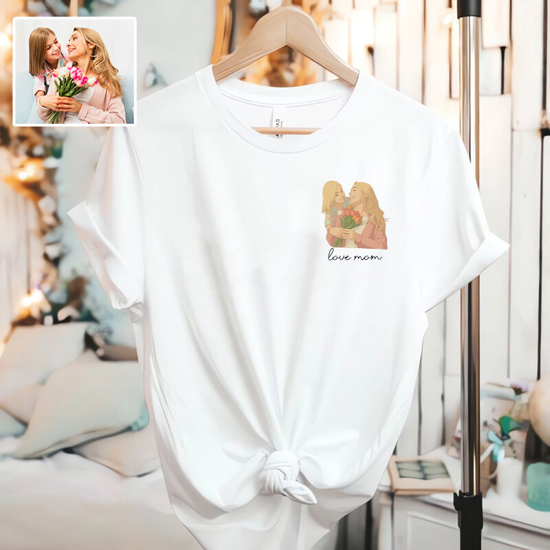 Personalized T-shirt Custom Mom and Kids Photo Ghibli Anime Style Design Warm Gift for Dear Mama