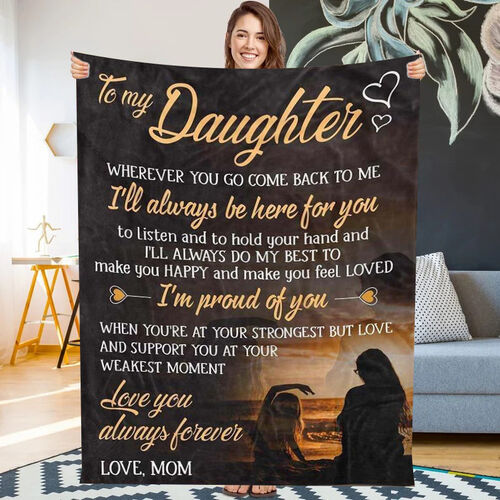 Couverture "Te rendre heureuse" personnalisée avec lettre d'amour de maman pour sa fille