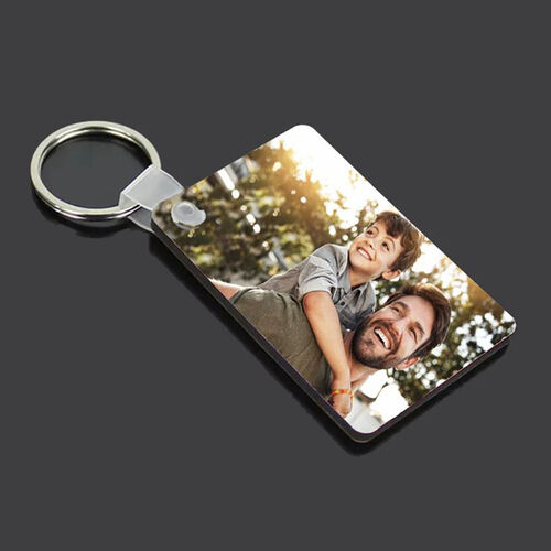 Porte-clés photo personnalisé avec gravure au dos pour papa