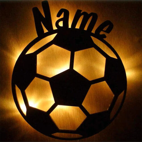 Personalized Wooden Lamp Football Pattern with Custom Name for Football Lover