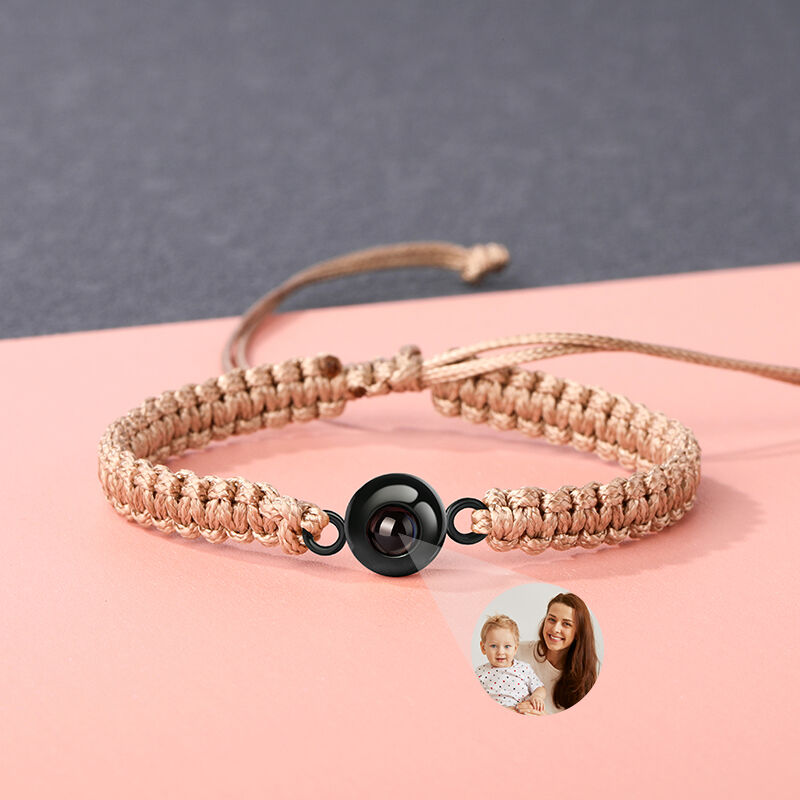Personalized Braided Brown Rope Photo Projection Bracelet Sweet Cool Gift