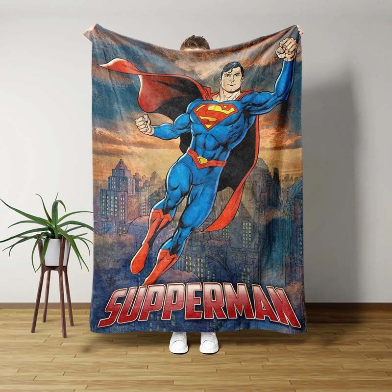 Personalized Photo Blanket of Man in Cape for Playful Baby Boy