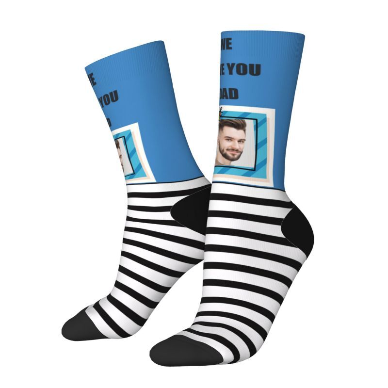 "We Love You Dad" Custom Striped Socks with Photo